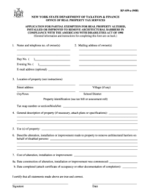 New York State Real Property Tax Exemption Application
