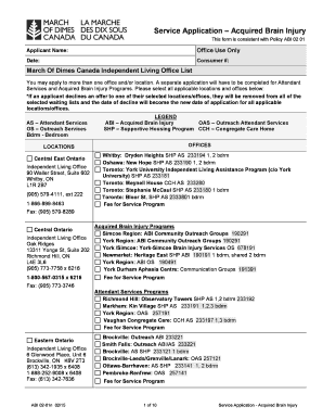 Service Application – Acquired Brain Injury