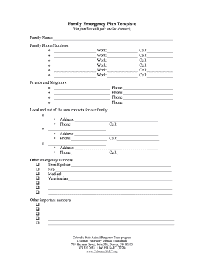 Family Emergency Plan Template