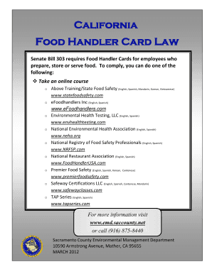 Fillable Online Food Handler Card Law Fax Email Print - pdfFiller
