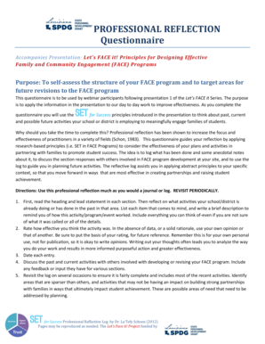 Professional Reflection Questionnaire