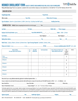 Tufts Health Plan Member Enrollment Form