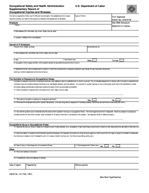 OSHA Supplementary Record of Occupational Injuries and Illnesses
