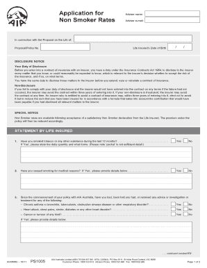 Application for Non Smoker Rates