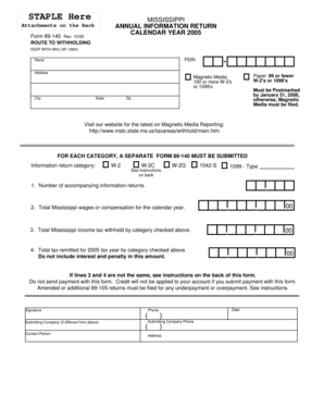 Mississippi Annual Information Return Form 89-140
