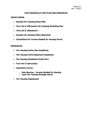 Sample Fair Housing Action Plan Form AA-5 - CT.gov