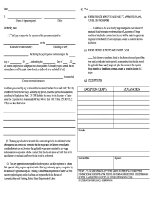 Statement of Compliance Form WH-348