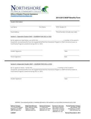 2014-2015 SNAP Benefits Form