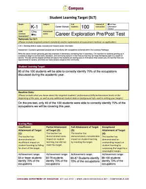 Student Learning Target Form