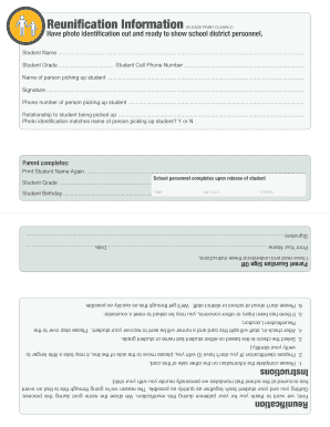 Student Reunification Form