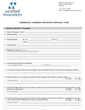 Commercial Combined Insurance Proposal Form