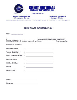 Credit Card Authorization Form