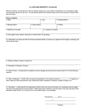 Claim for Property Damage