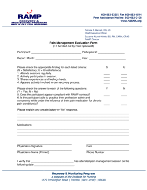 Pain Management Evaluation Form
