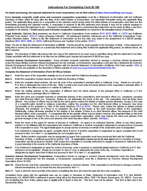 California Statement of Information Form SI-100