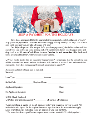 Skip-a-Payment Holiday Form