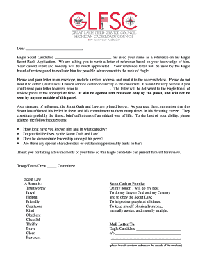 Eagle Scout Reference Letter