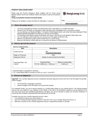 Hong Leong BizOne Overdraft Facility Disclosure