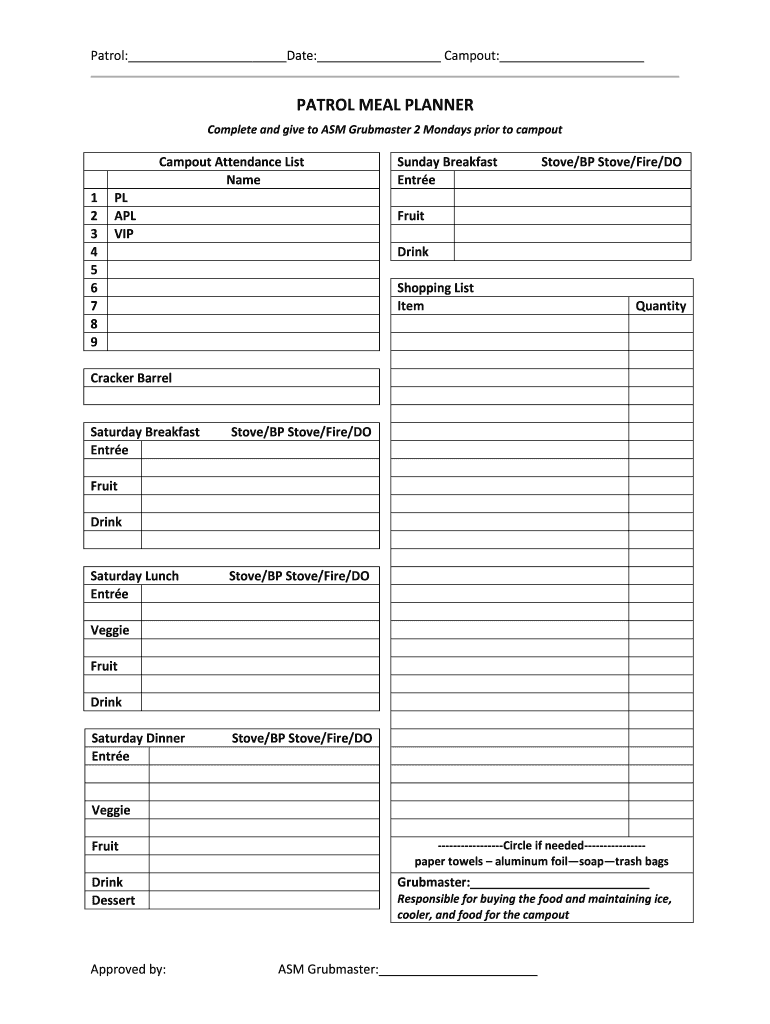 grubmaster planner Preview on Page 1