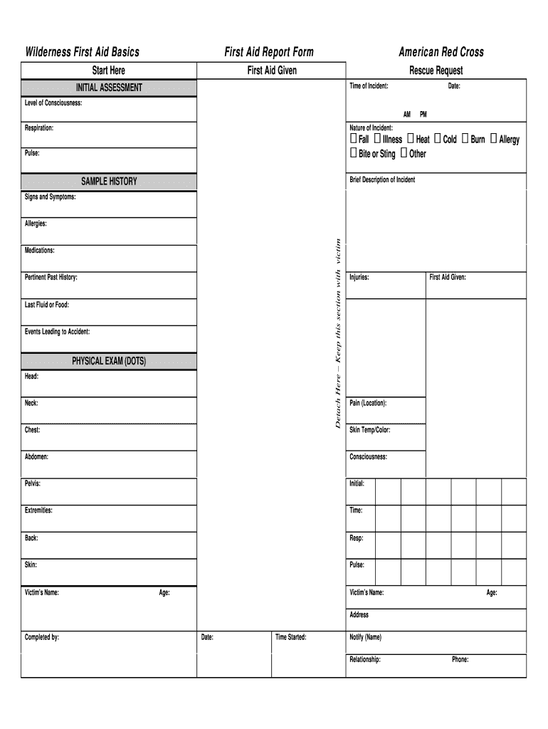 American Red Cross Rescue Request/First Aid Report Form - Fill and Intended For First Aid Incident Report Form Template