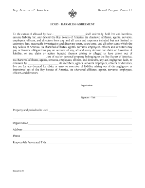 Boy Scouts of America Hold Harmless Agreement