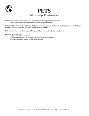 Pets Merit Badge Requirements