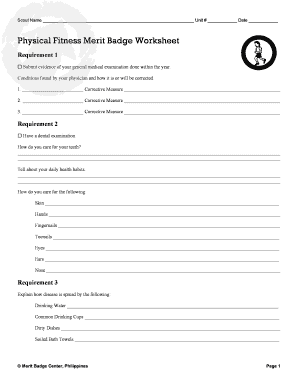 Physical fitness certificate form - eagle merit badge worksheets