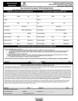 Credit Union Account Application