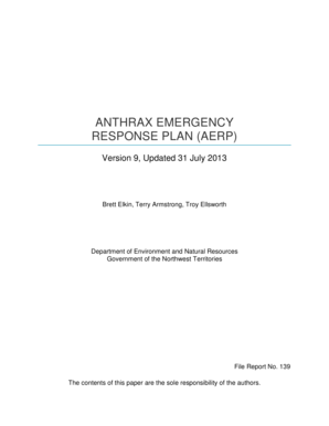Anthrax emergency response plan aerp - Environment and Natural