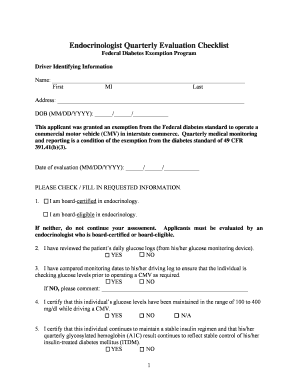 Endocrinologist Quarterly Evaluation Checklist