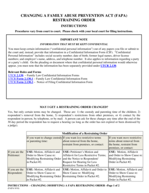 FAPA Restraining Order Modification Form