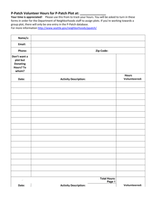P-Patch Volunteer Hours Tracking Form