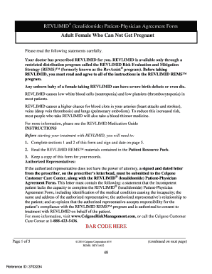 REVLIMID Patient-Physician Agreement Form