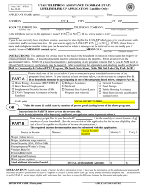 Utah Telephone Assistance Program Application