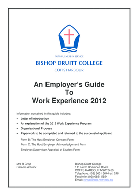 Work experience letter format - An Employer's Guide To Work Experience 2012 - Bishop Druitt ... - bdc nsw edu