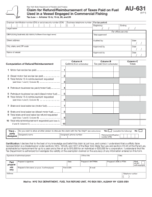 New York Fuel Tax Refund Form AU-631