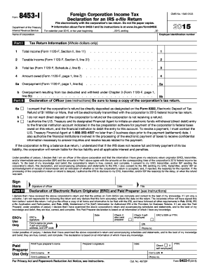 IRS Form 8453-I Declaration for Foreign Corporation Income Tax