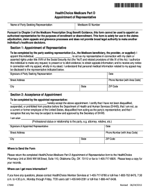 HealthChoice Medicare Part D Appointment of Representative