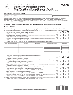 New York State Noncustodial Parent IT-209 Form