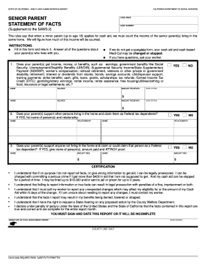 California Senior Parent Income Statement