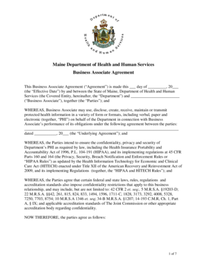 Maine Business Associate Agreement