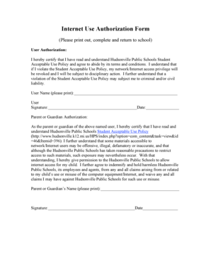 Internet Use Authorization Form