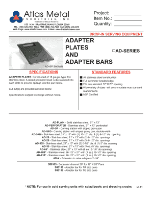 DROP-IN SERVING EQUIPMENT ADAPTER PLATES