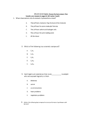 Chemistry Multiple Choice Test