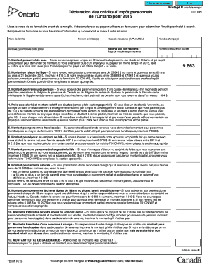 Déclaration des crédits d'impôt personnels TD1ON