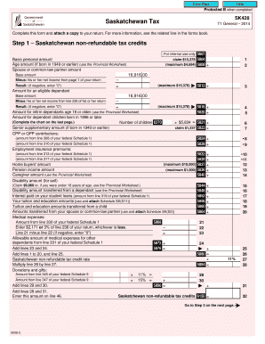 Saskatchewan Tax T1 General Form 2014