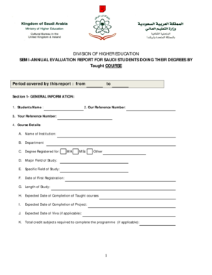 Semi-Annual Evaluation Report for Saudi Students