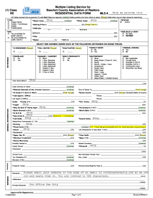 Beaufort County Residential Data Form