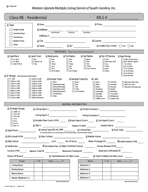 South Carolina Residential Property Listing Form