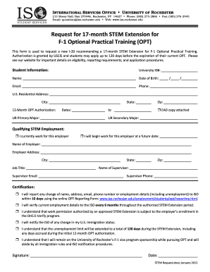 Request for 17-month STEM Extension for F-1 OPT